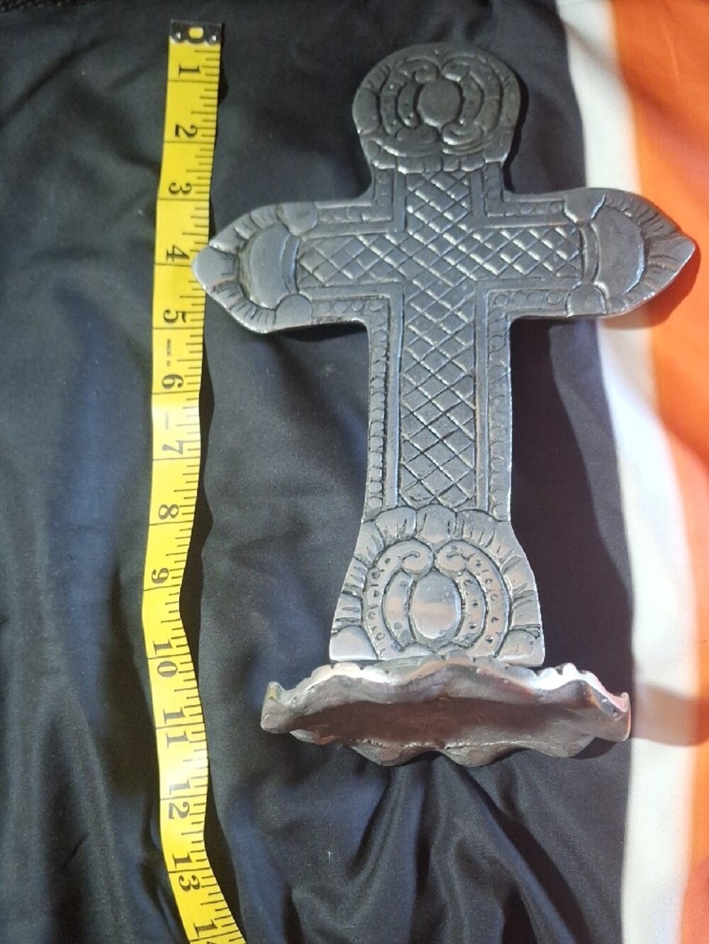 Vintage Decorative Metal Silver Tone Cross Accent